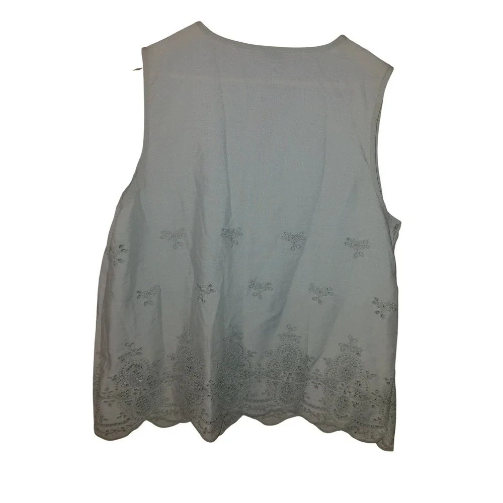 Emery Rose Womens Light Green Embroidered Eyelet Lace Sleeveless Blouse Top XL - Picture 4 of 4